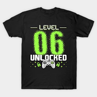 Level 6 Unlocked Video Gamer 6th Birthday Gamer T-Shirt